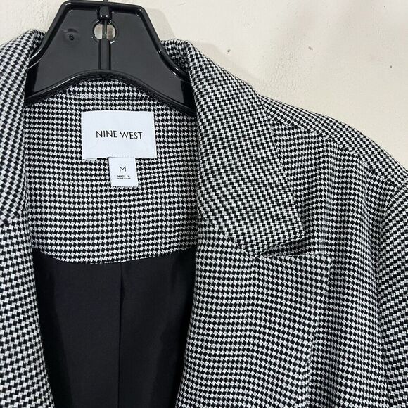 Nine West Women's Longline Blazer Jacket Coat Houndstooth Speckled Gray M New - Picture 3 of 8